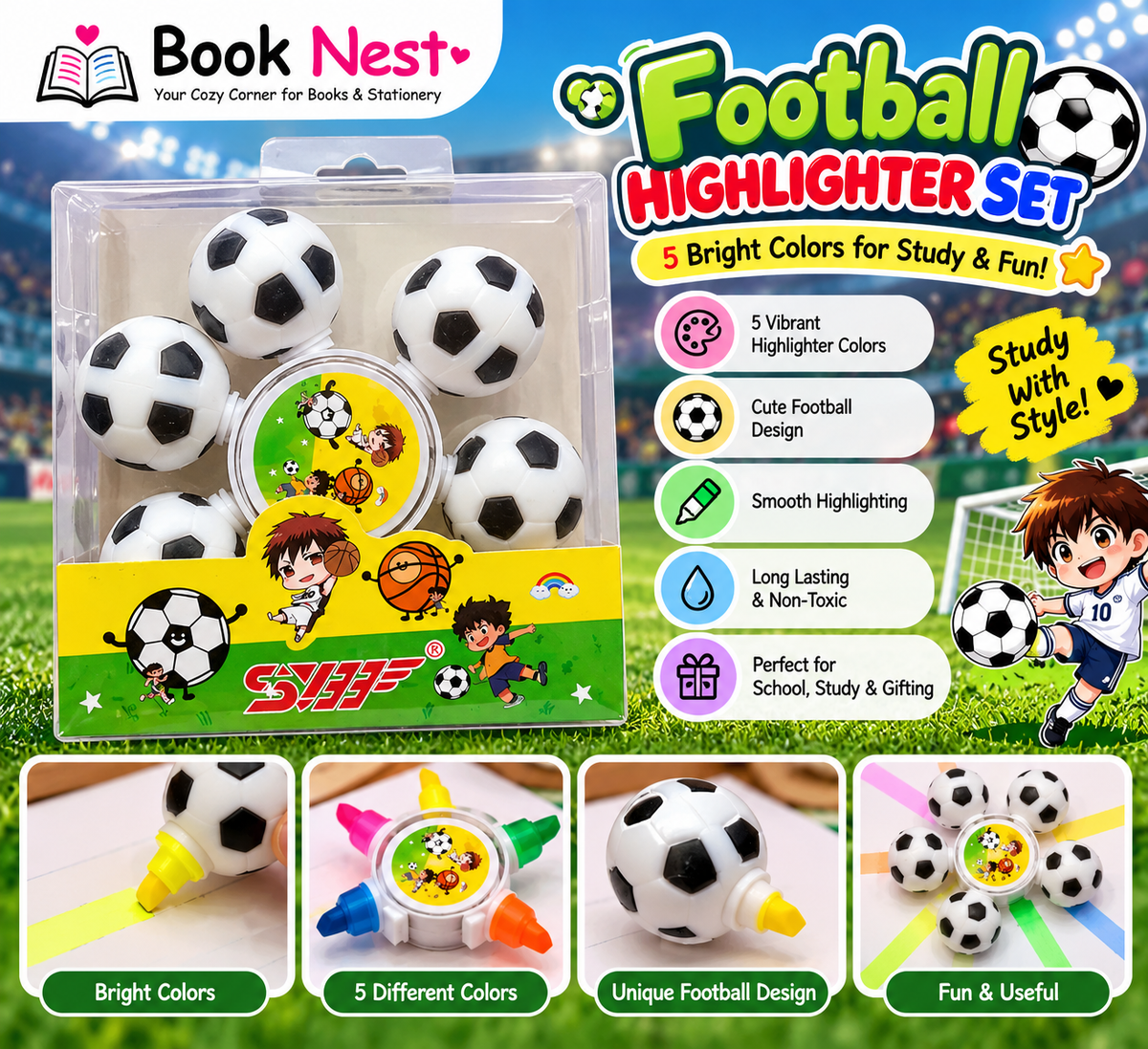 Foot Ball Highlighter Set