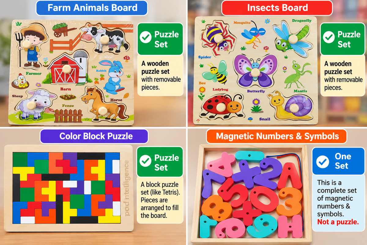 Different Puzzle Games Set