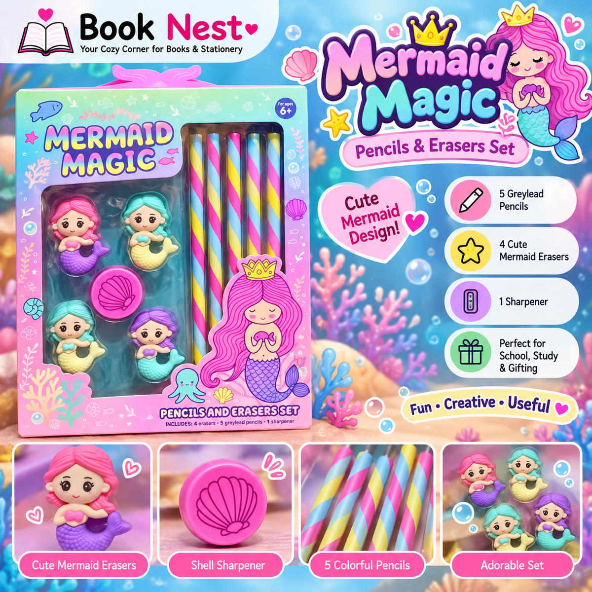 Fancy Pencils & Eraser Set